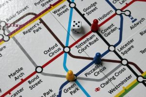 train map board game close up